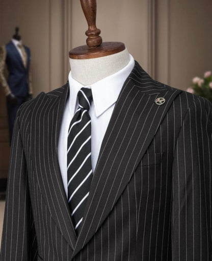 black Pinstripe Suit