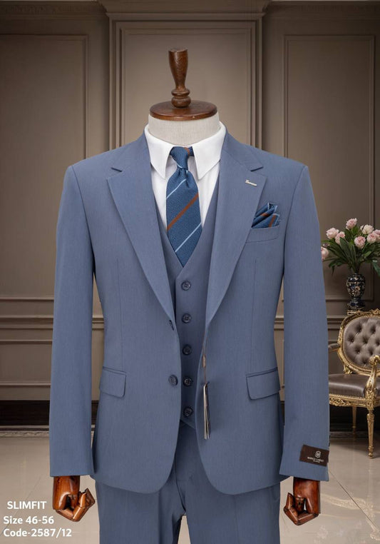blue slim fit 3pc Suit