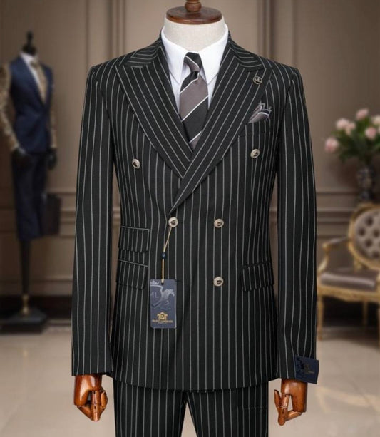 black Pinstripe Suit