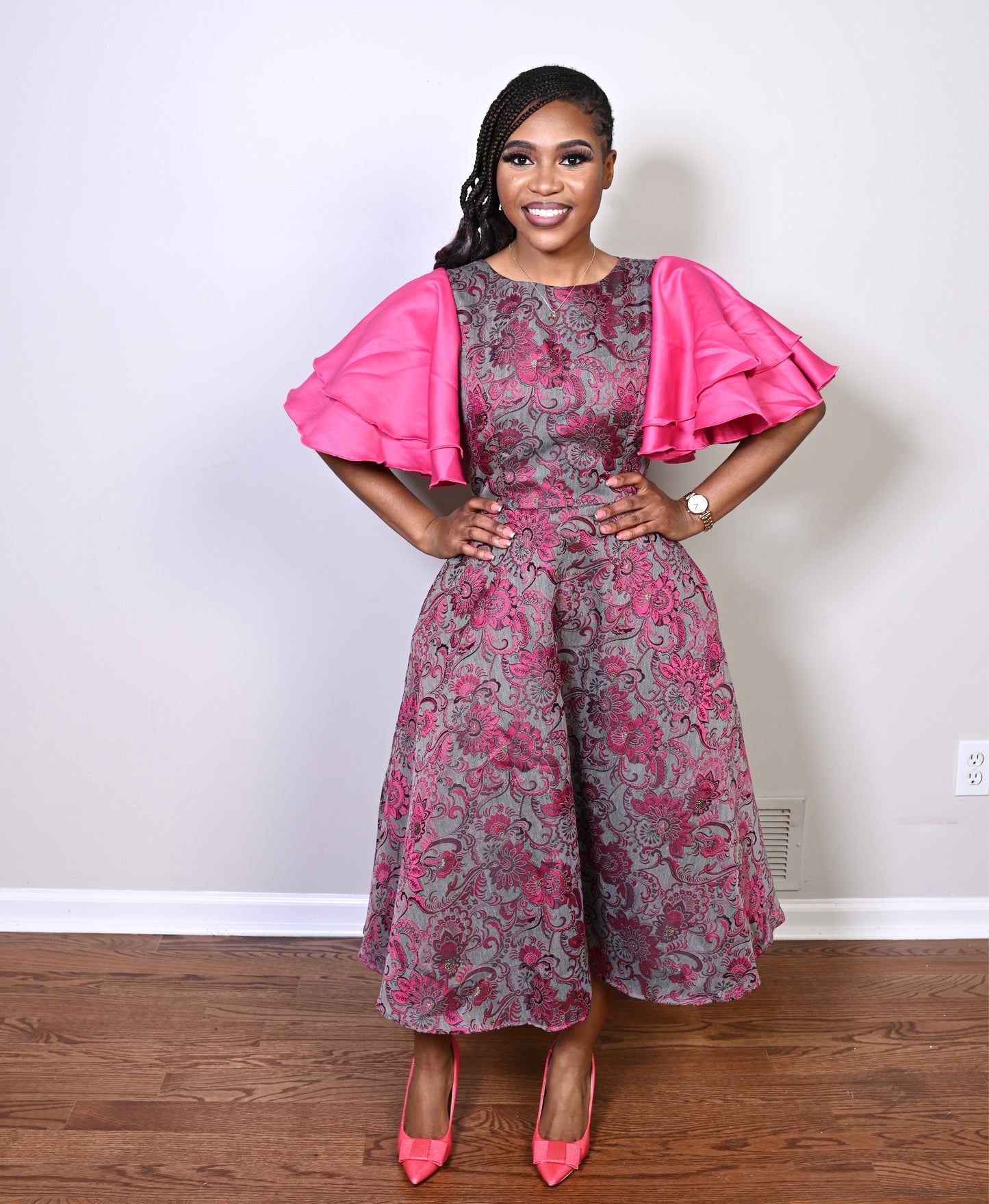 Skater Brocade Midi Dress