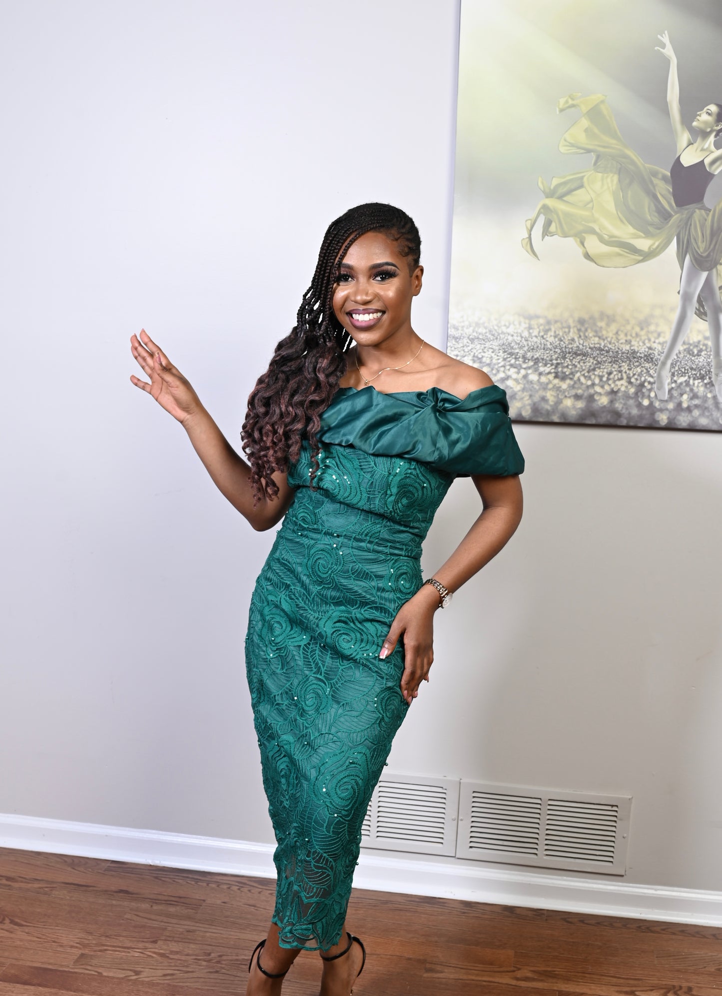 Emerald Green Lace Dress