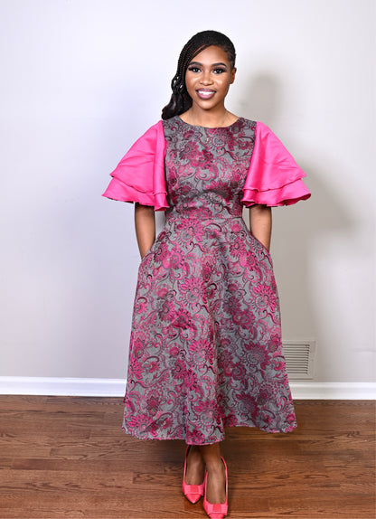 Skater Brocade Midi Dress